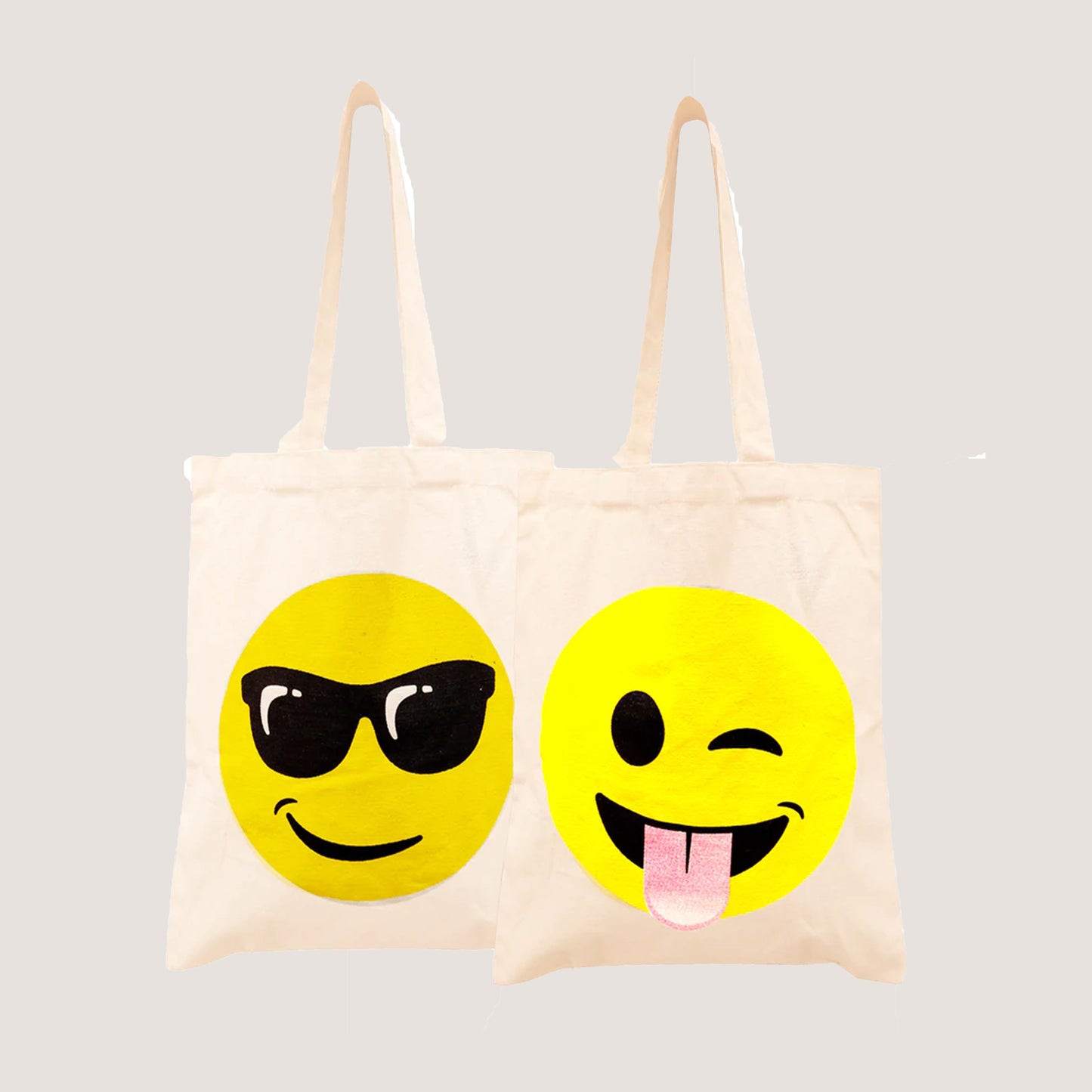 EARTHBAGS EMOJI COTTON TOTE IN OFF-WHITE – PACK OF 2