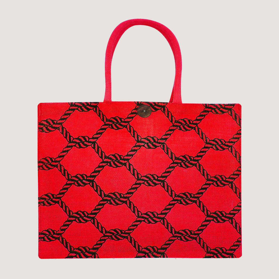 EARTHBAGS PRINTED JUTE SHOPPER WITH LOOP CLOSURE