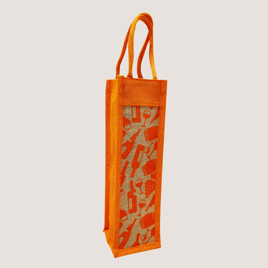 EARTHBAGS PRINTED BOTTLE BAG IN BLACK AND ORANGE – PACK OF 2