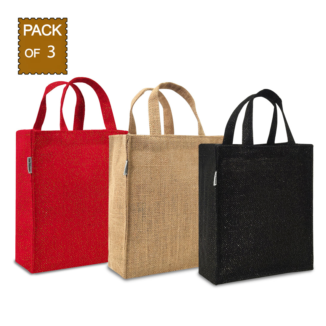 FESTIVE LUREX JUTE GIFT BAG (PACK OF 3)