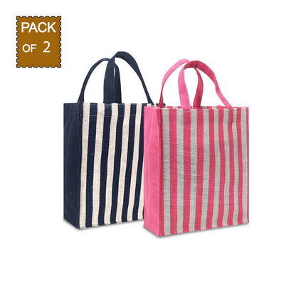 VIBRANT NEON STRIPE PRINT GIFT BAG (PACK OF 2)