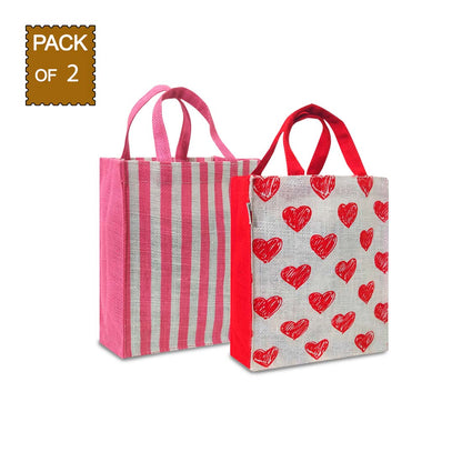 VIBRANT NEON STRIPE PRINT GIFT BAG (PACK OF 2)