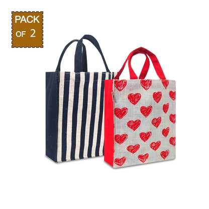 VIBRANT NEON STRIPE PRINT GIFT BAG (PACK OF 2)