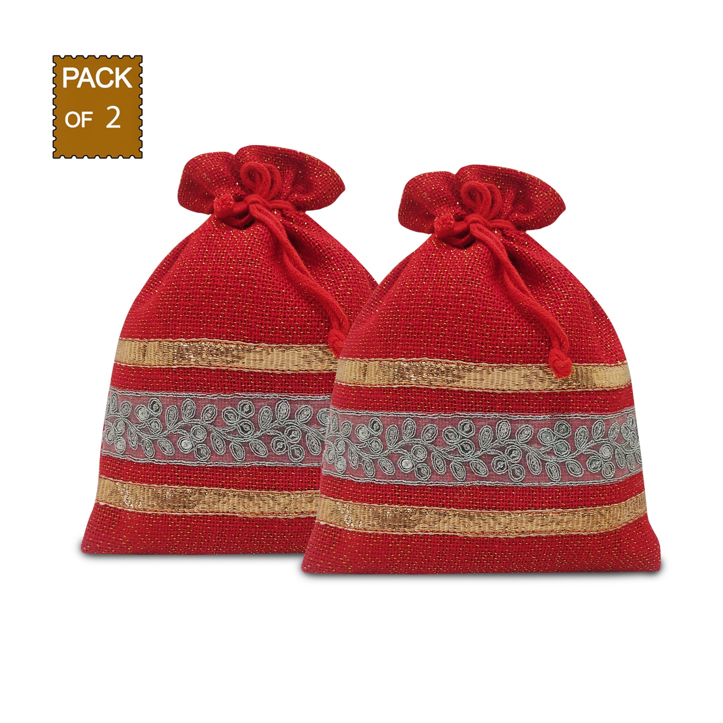 FESTIVE SPLENDOR POTLI: EMBELLISHED ELEGANCE - PACK OF 2