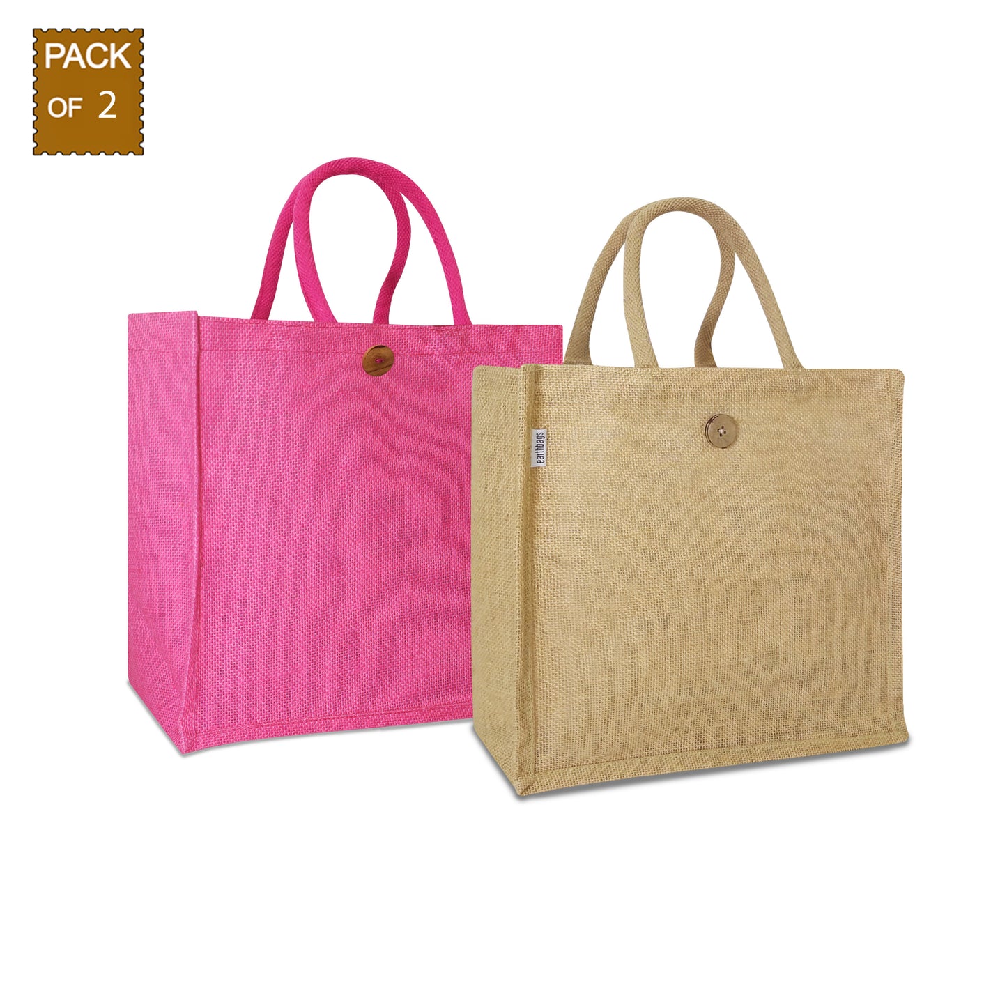 CLASSIC SOLID COLOUR JUTE BAG (Pack of 2)