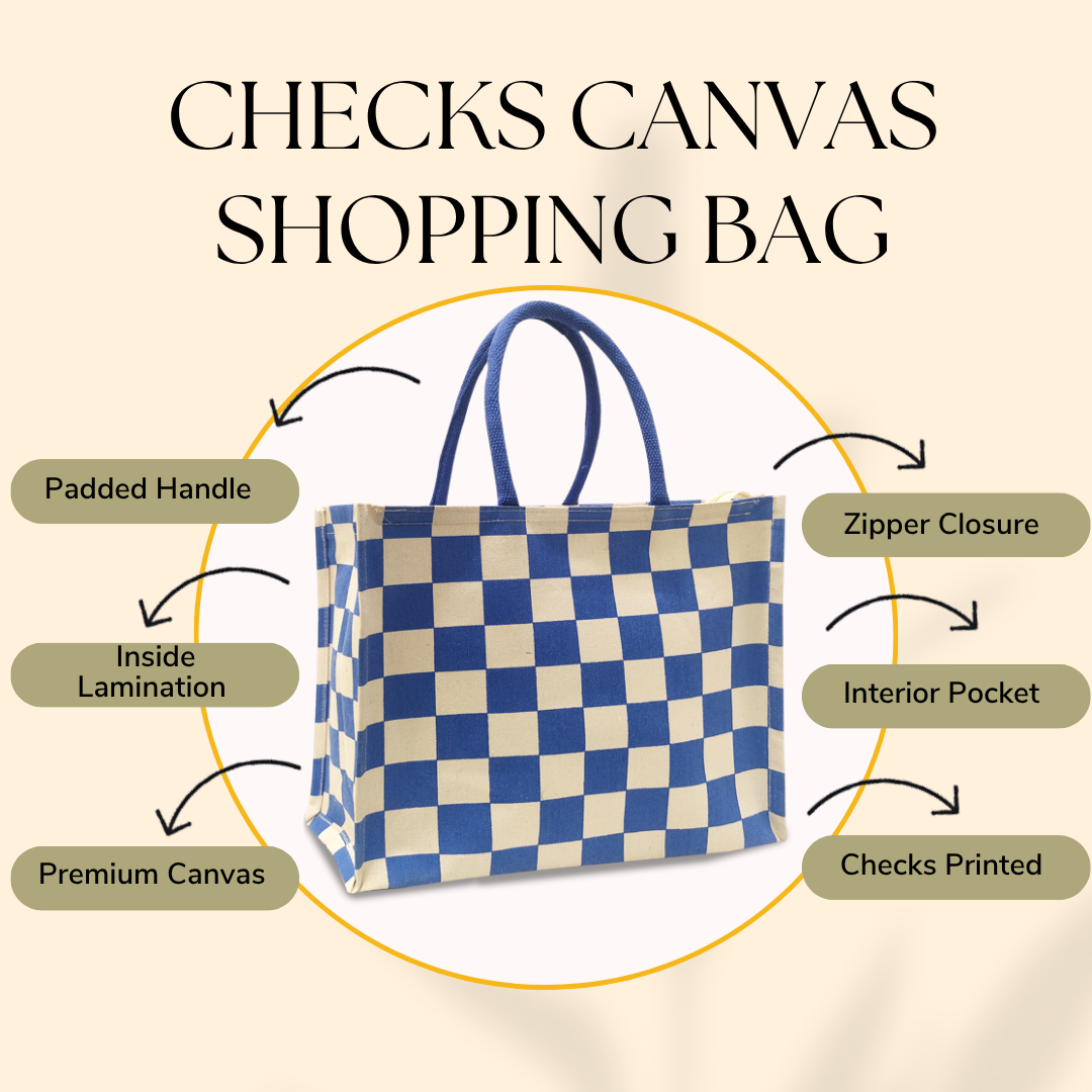 CLASSIC CHECKS CANVAS TOTE BAG