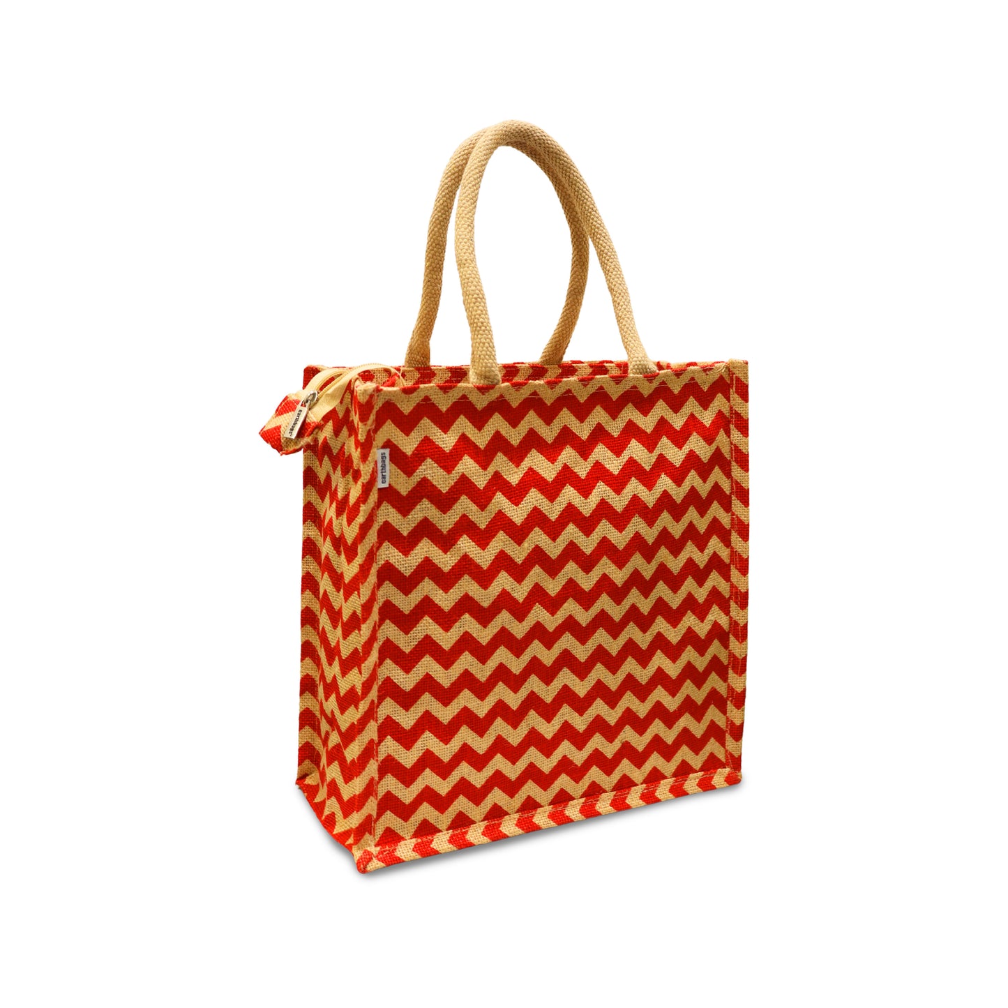 EARTHBAGS PRINTED JUTE LUNCH BAG WITH ZIPPER