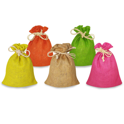 VIBRANT MULTICOLOR JUTE POTLI (Pack of 5)