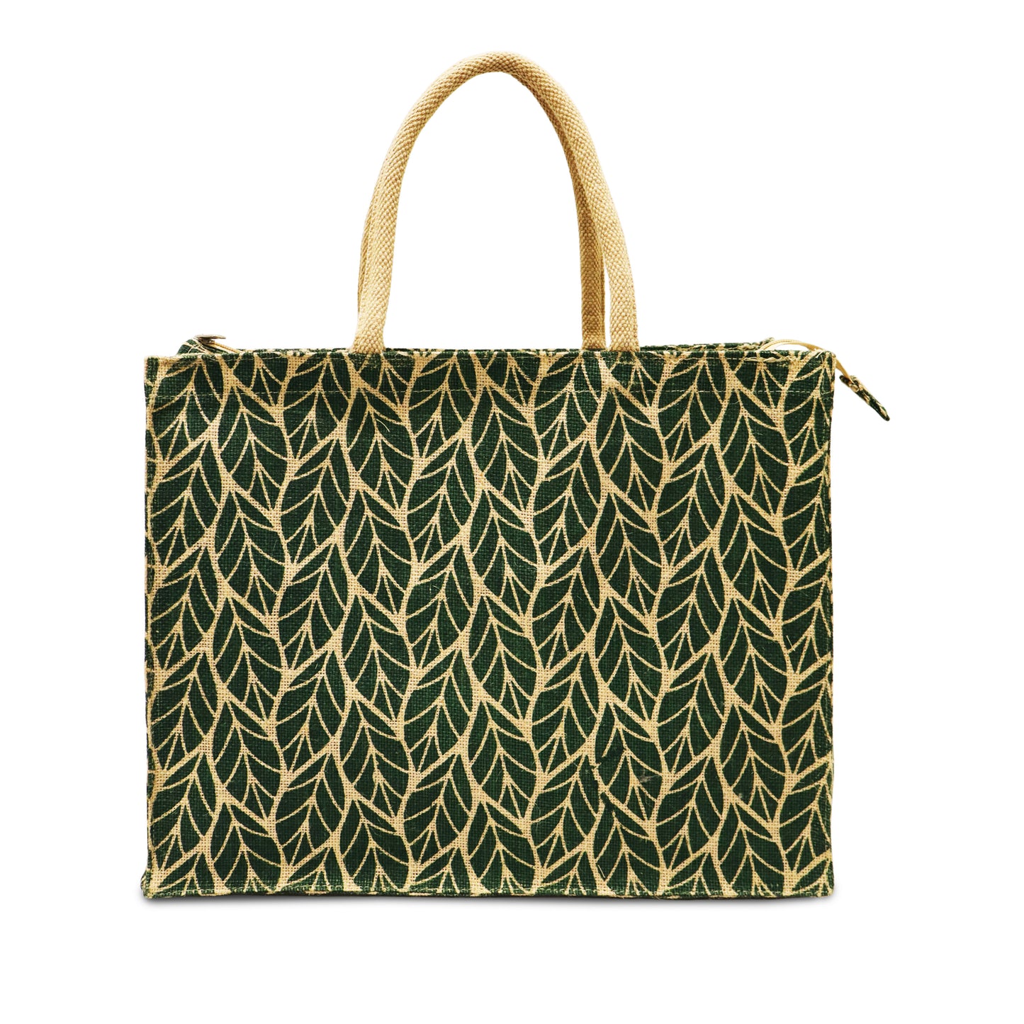 LEAVES STYLE: VERDANT JUTE BAG WITH ZIPPER