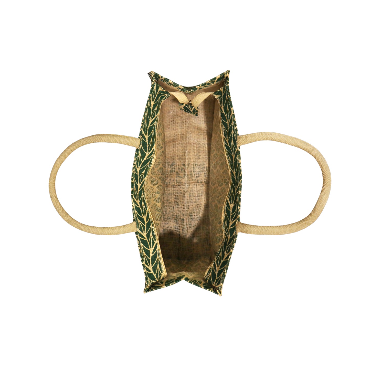 LEAVES STYLE: VERDANT JUTE BAG WITH ZIPPER