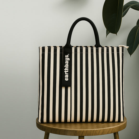 EFFORTLESS STRIPES: CANVAS ZIPPER TOTE