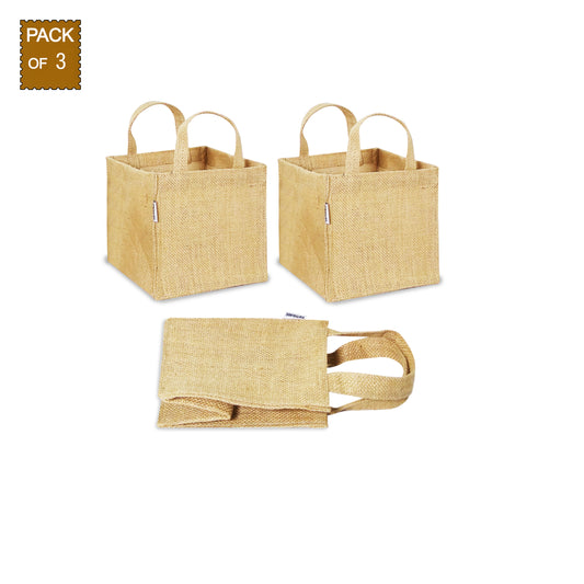EARTHBAGS CUTE JUTE GIFT BAG IN NATURAL - PACK OF 3