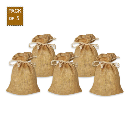 SUSTAINABLE NATURAL JUTE POTLI (Pack of 5)