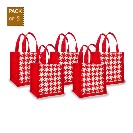 EARTHBAGS PRINTED CUTE JUTE GIFT BAG - PACK OF 5