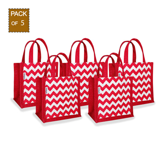 EARTHBAGS PRINTED CUTE JUTE GIFT BAG - PACK OF 5