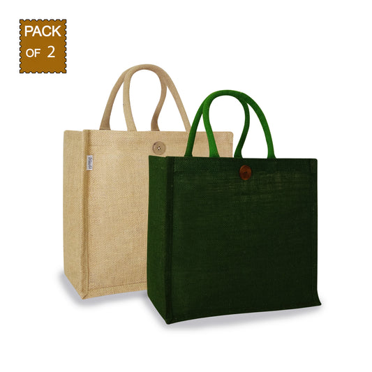 CLASSIC SOLID COLOUR JUTE BAG (Pack of 2)