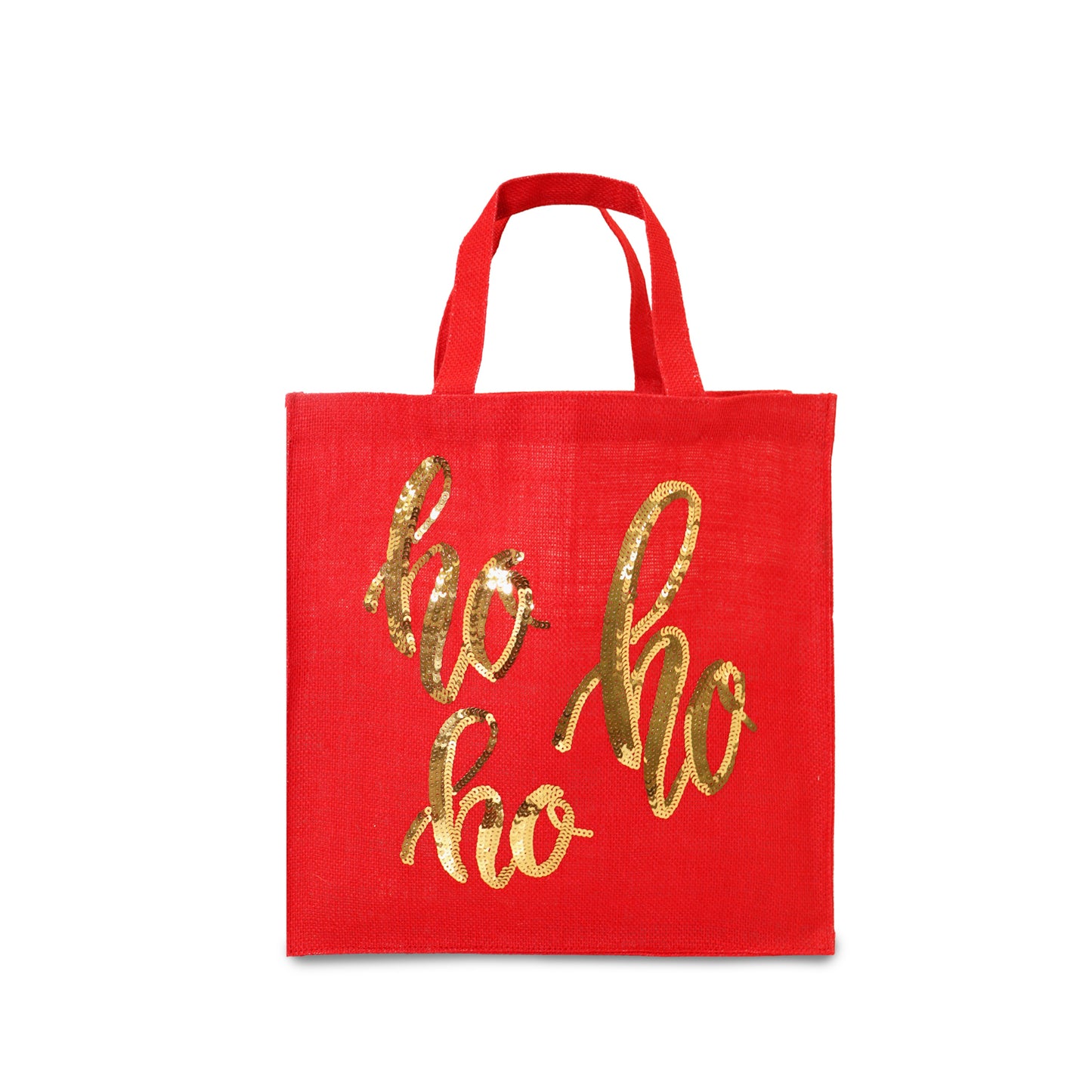 RED “HO HO HO” SEQUIN CHRISTMAS TOTE BAG - PACK OF 2