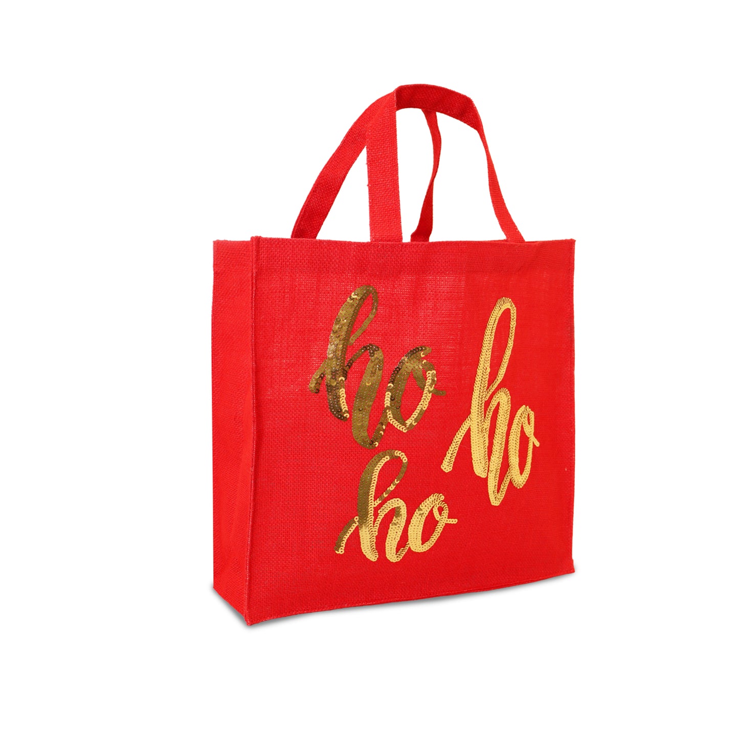 RED “HO HO HO” SEQUIN CHRISTMAS TOTE BAG - PACK OF 2