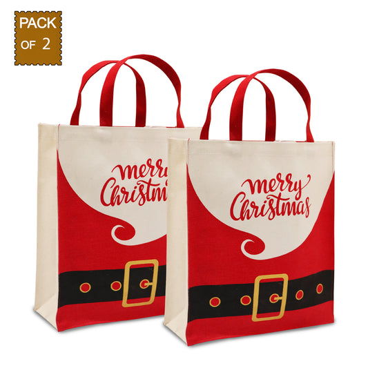 FESTIVE “MERRY CHRISTMAS” GIFT TOTE BAG - PACK OF 2