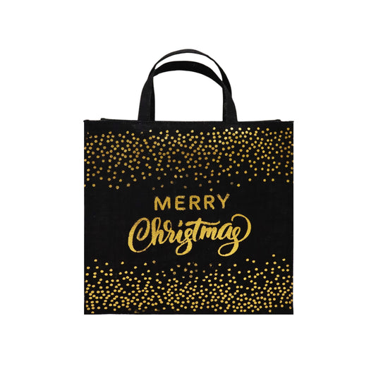 BLACK & GOLD “MERRY CHRISTMAS” JUTE GIFT BAG-PACK OF 2