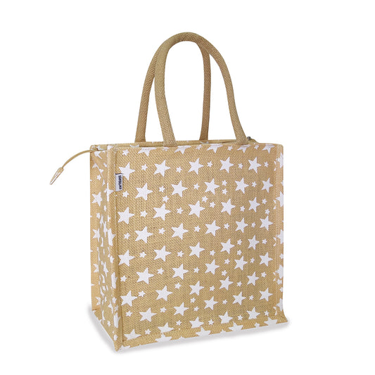 EARTHBAGS PRINTED JUTE LUNCH BAG WITH ZIPPER