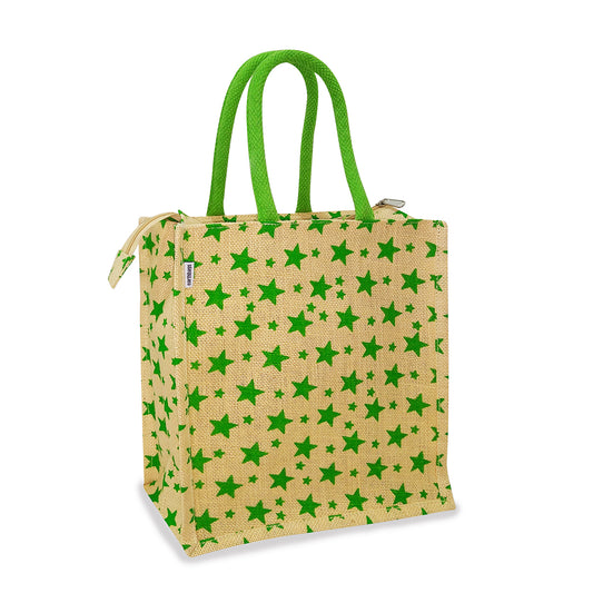 CHIC STAR PATTERNED JUTE BAG