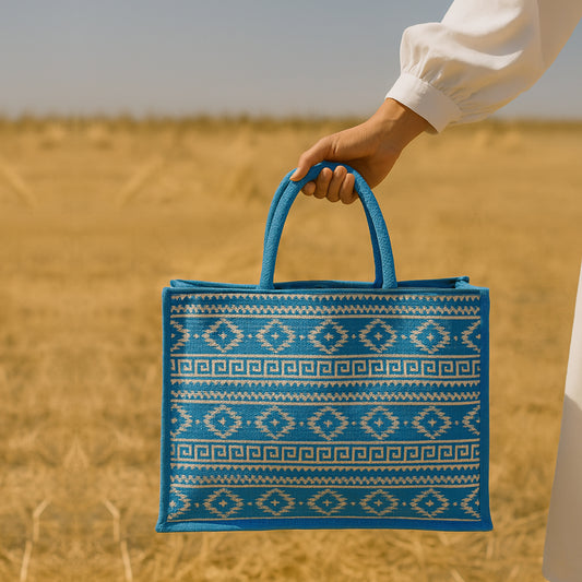EARTHBAGS PRINTED JUTE SHOPPER WITH ZIPPER
