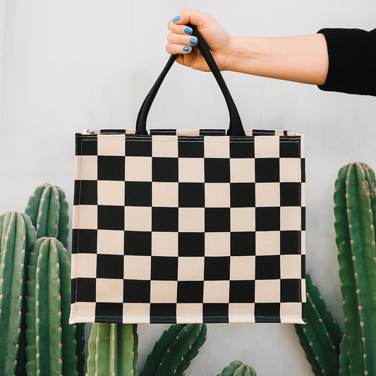 CLASSIC CHECKS CANVAS TOTE BAG