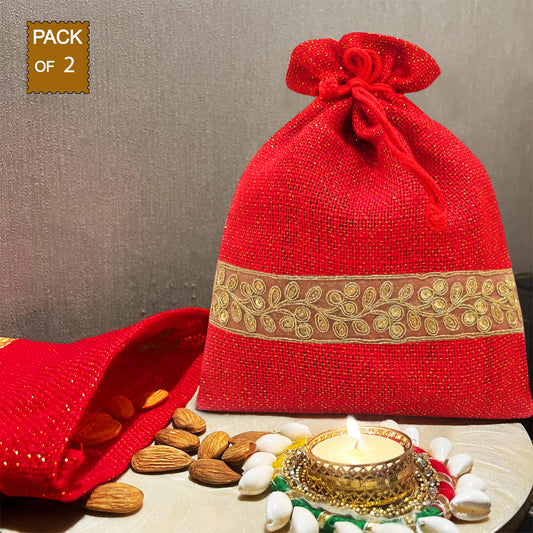 FESTIVE SPLENDOR POTLI: EMBELLISHED ELEGANCE - PACK OF 2