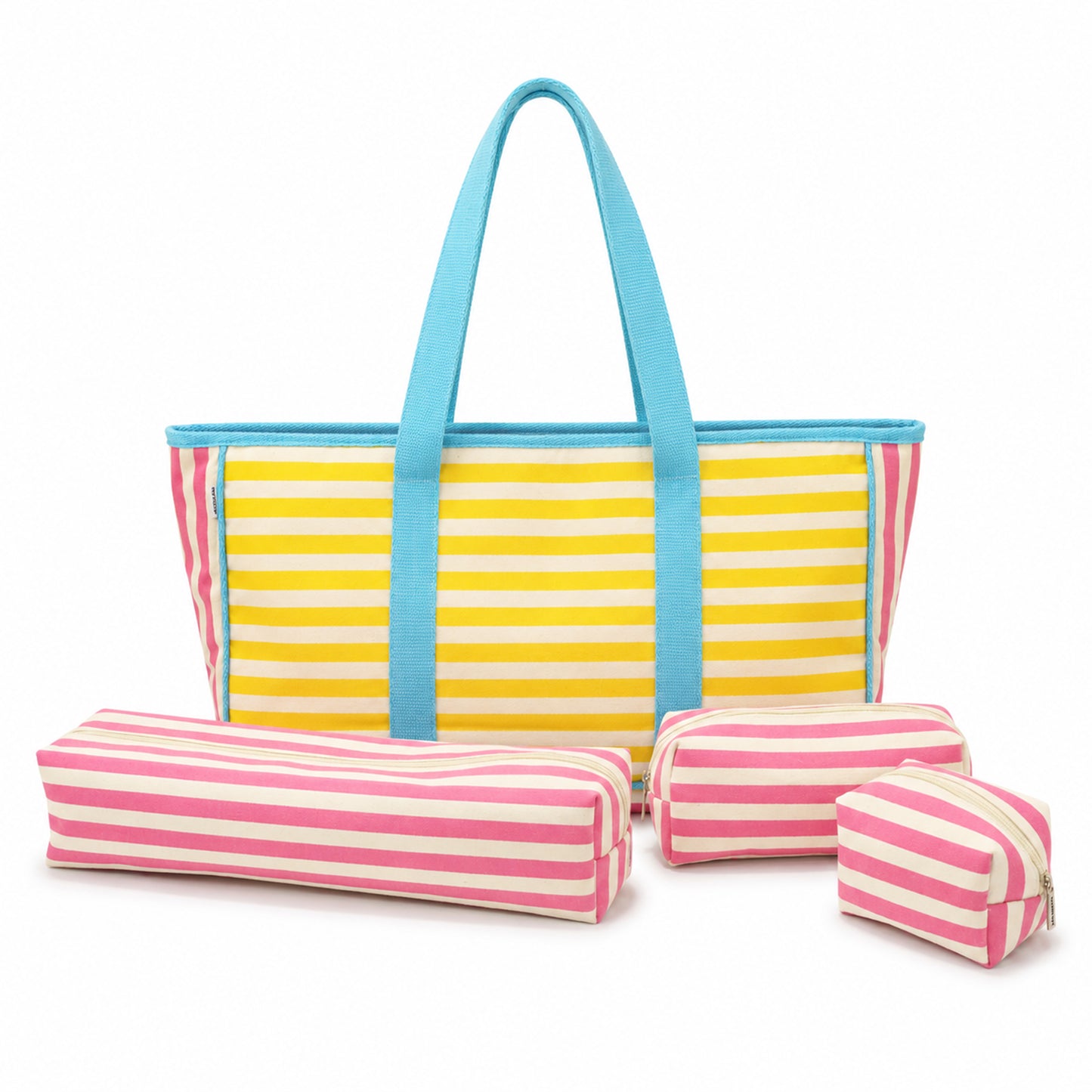 Striped Mahjong Carry Bag with Cotton Webbing Handles & Storage Pouches