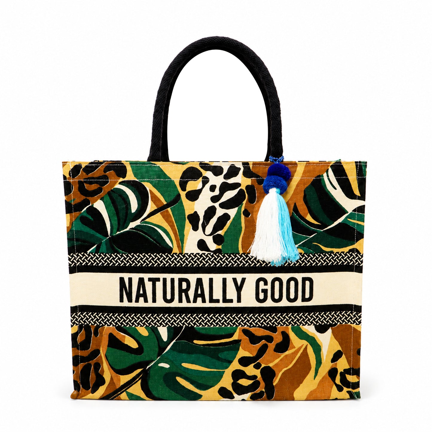 Naturally Good Tropical Print Cotton Canvas Shopper Bag with Padded Handles