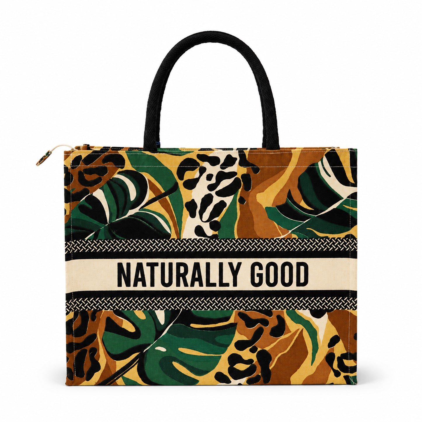 Naturally Good Tropical Print Cotton Canvas Shopper Bag with Padded Handles