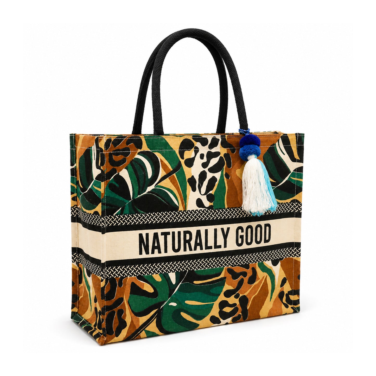 Naturally Good Tropical Print Cotton Canvas Shopper Bag with Padded Handles