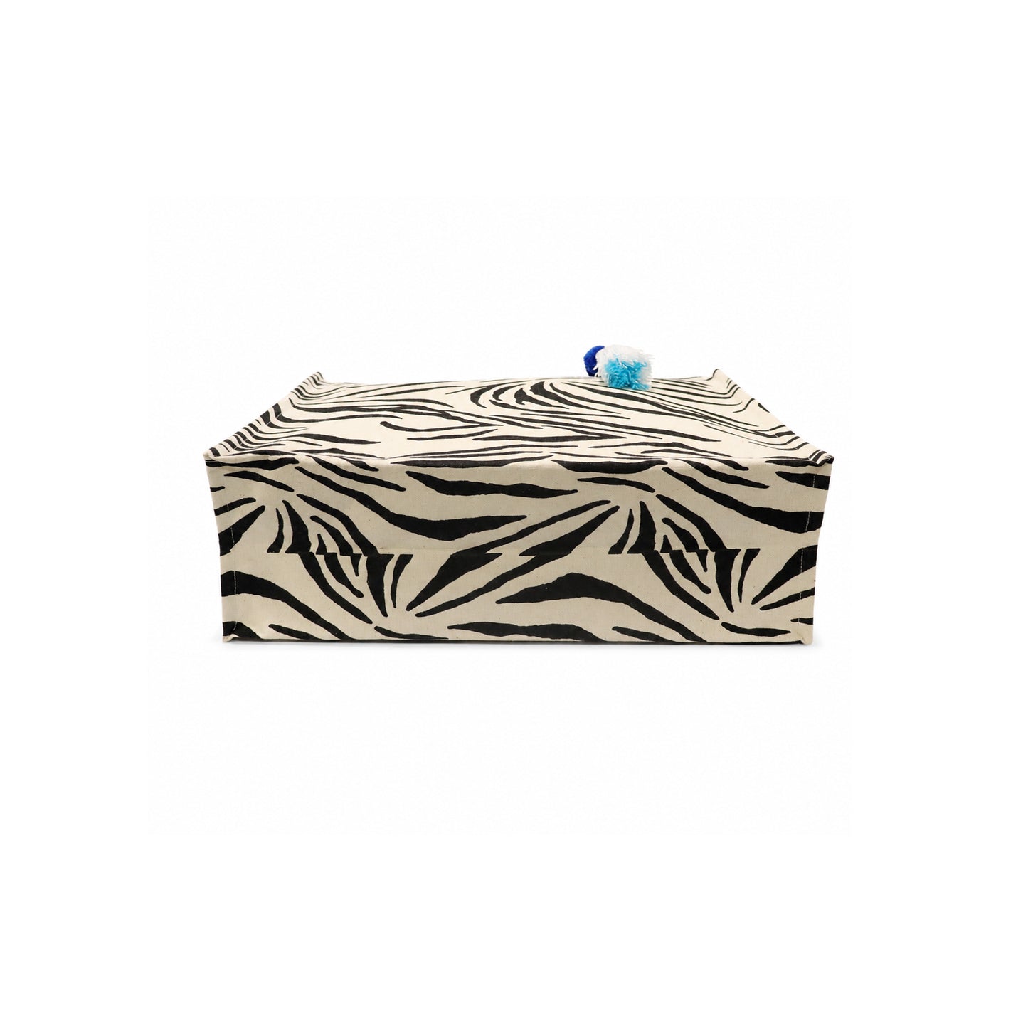 Zebra Print Cotton Canvas Shopper Bag with Padded Handles & Tassel