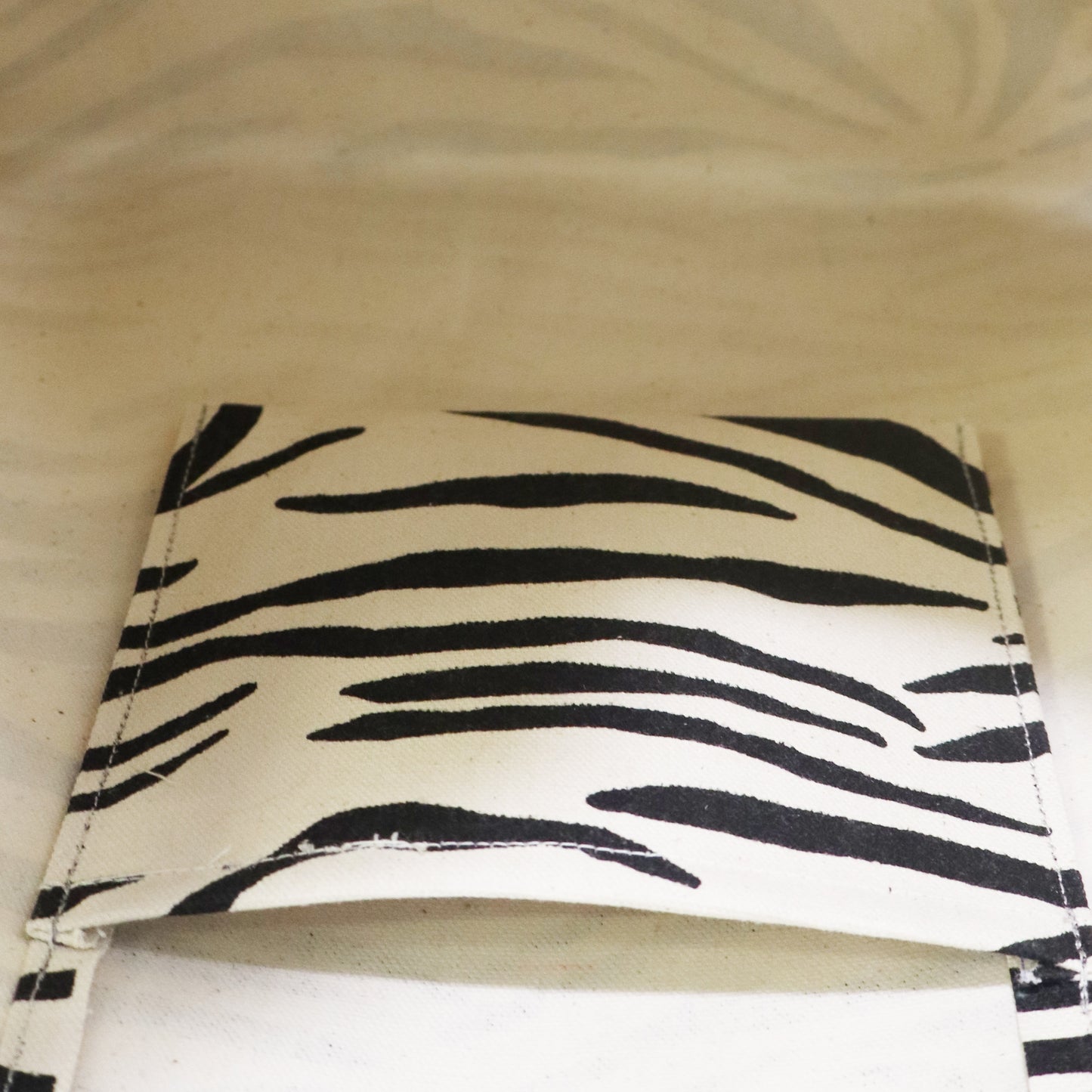 Zebra Print Cotton Canvas Shopper Bag with Padded Handles & Tassel