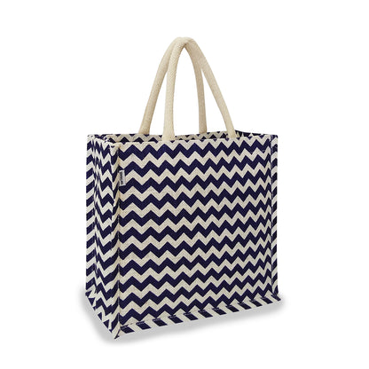 CHEVRON PRINT JUTE BAG