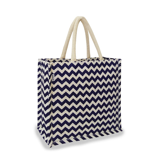 CHEVRON PRINT JUTE BAG