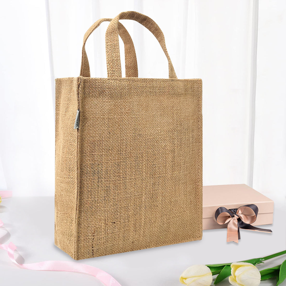 FESTIVE LUREX JUTE GIFT BAG (PACK OF 2)