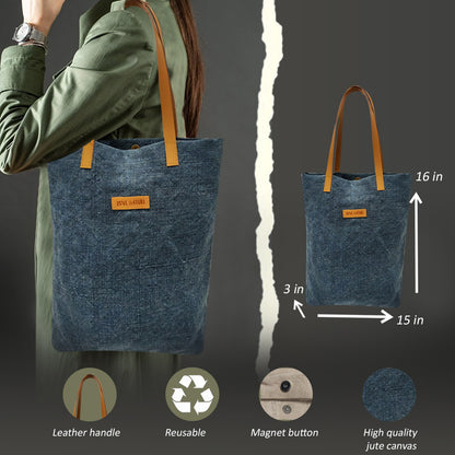 EARTHBAGS WASHED JUTE CANVAS TOTE BAG