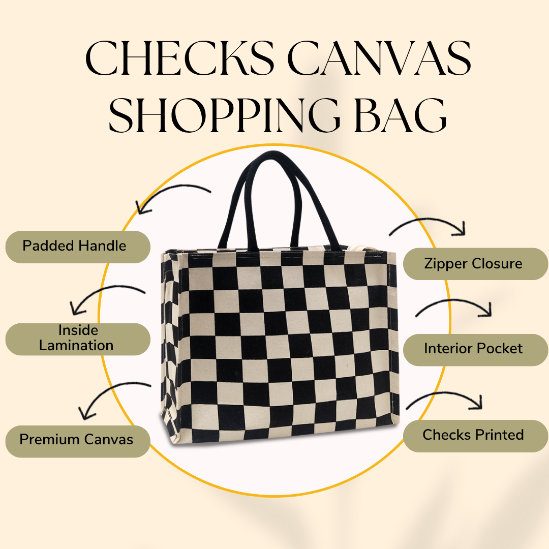 CLASSIC CHECKS CANVAS TOTE BAG