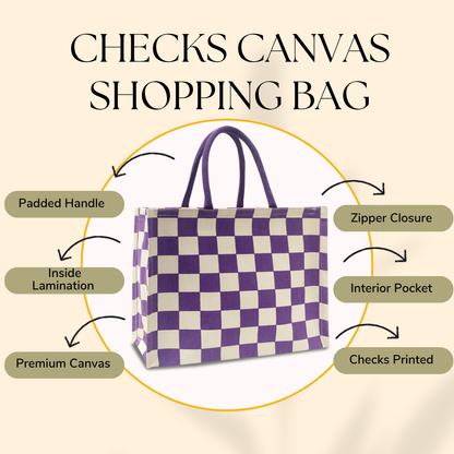 CLASSIC CHECKS CANVAS TOTE BAG