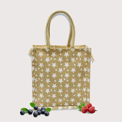 CHIC STAR PATTERNED JUTE BAG