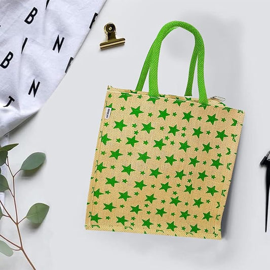 CHIC STAR PATTERNED JUTE BAG