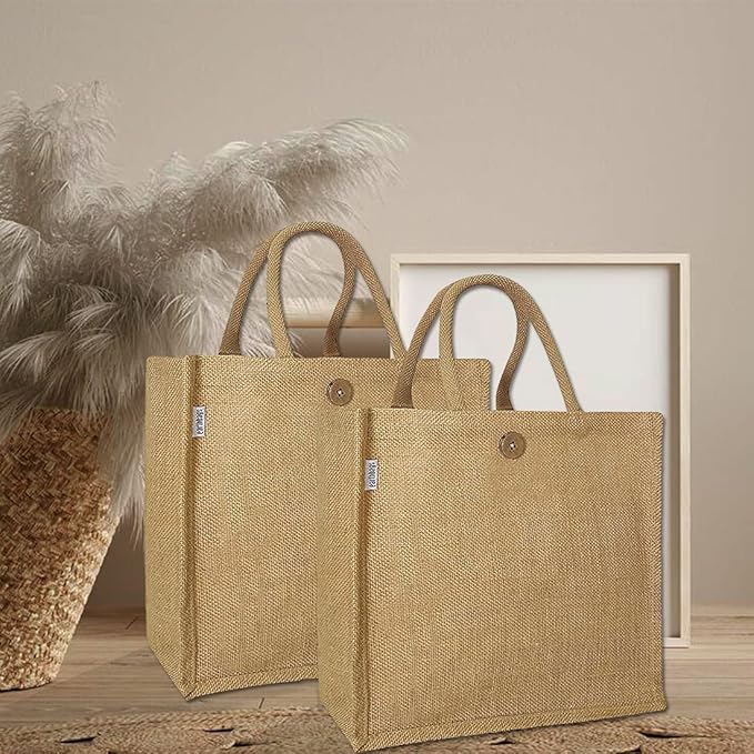 CLASSIC SOLID COLOUR JUTE BAG (Pack of 2)