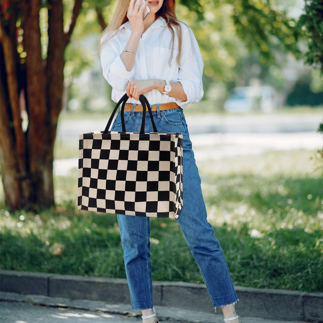 CLASSIC CHECKS CANVAS TOTE BAG