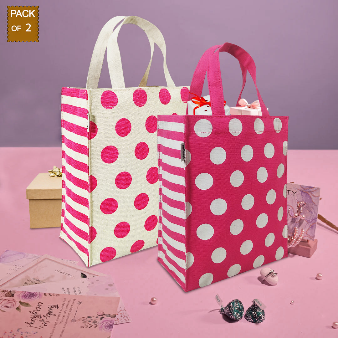 PLAYFUL POLKA STRIPES GIFT BAG SET OF 2