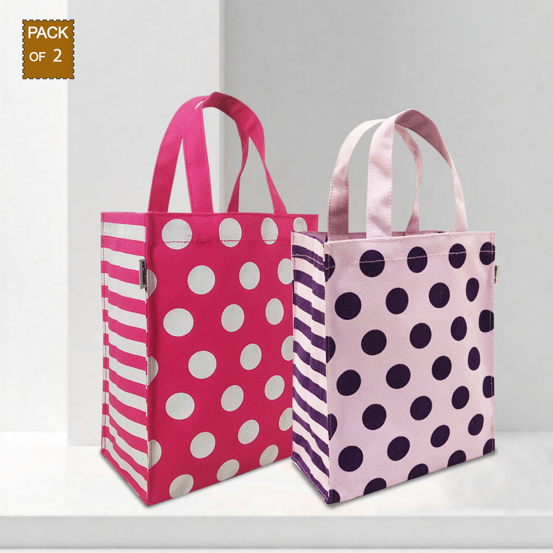 BEUTIFUL POLKA STRIPES GIFT BAG SET OF 2