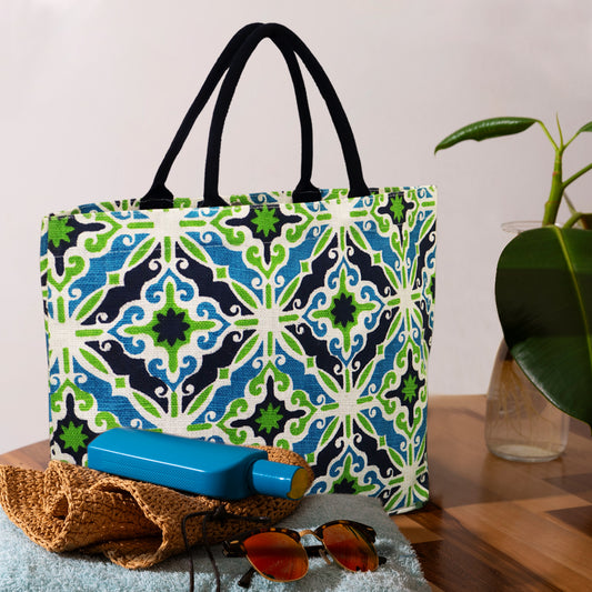 EARTHBAGS FLORAL VIBE JUTE TOTE BAG