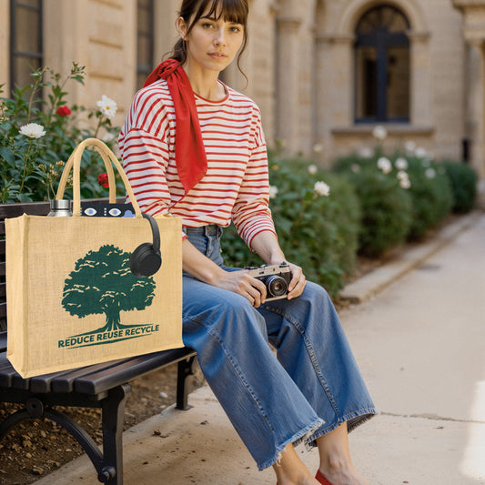 NATURE’S EMBRACE JUTE SHOPPER BAG WITH ZIPPER