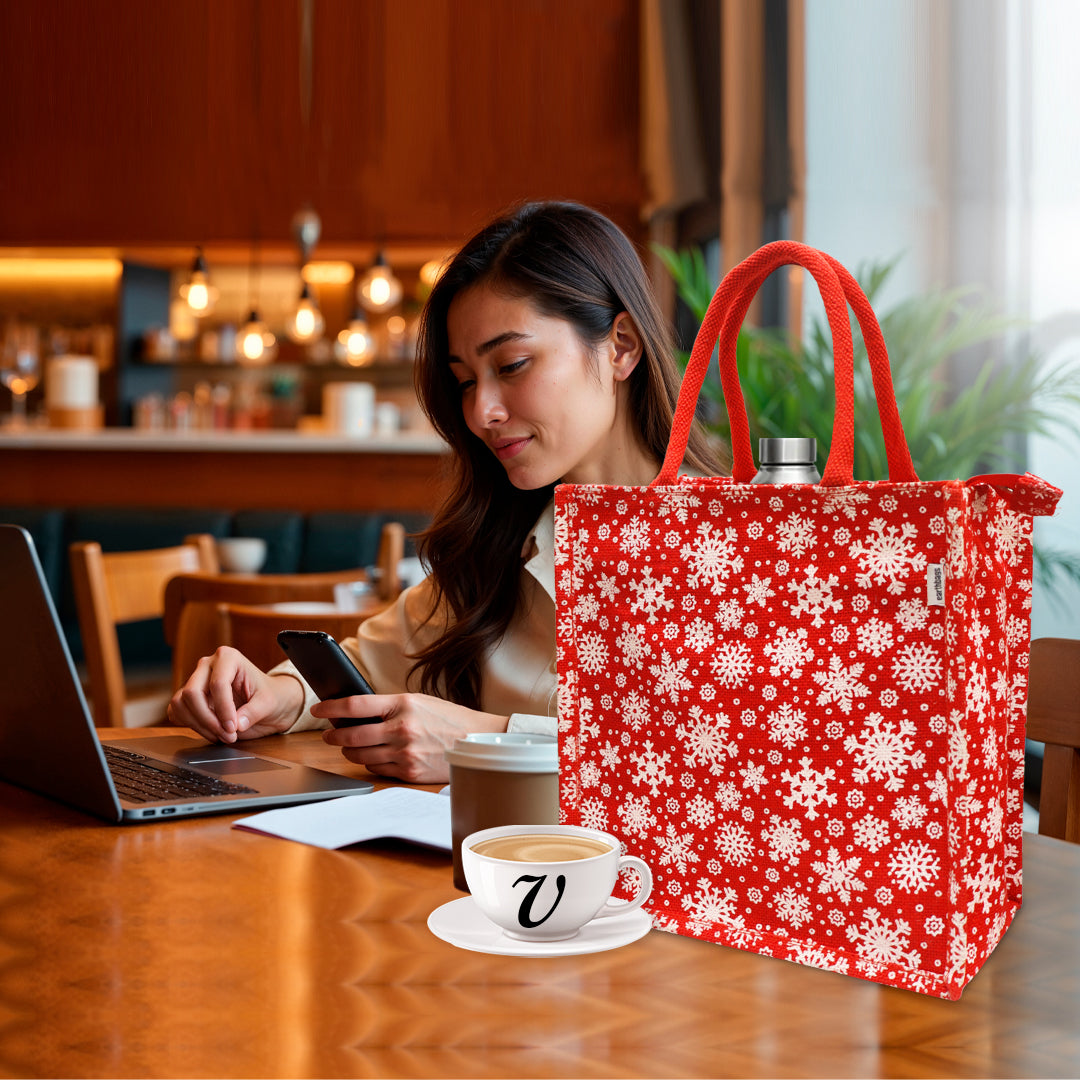 EARTHBAGS SNOWFLAKE LUNCH BAG WITH ZIPPER